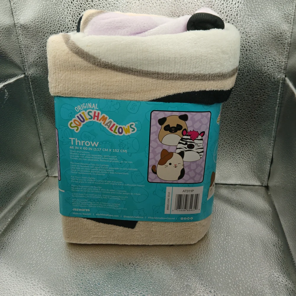 Squishmallows Pink and Black Cozy Throw 46